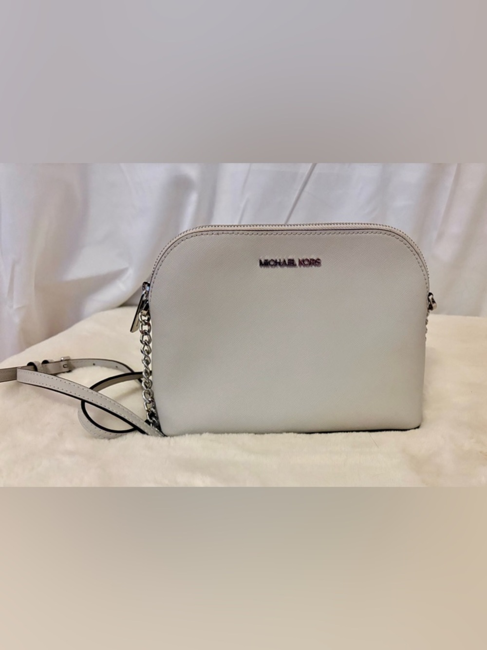 Michael Kors Great Leather Crossbody with Silver Chain